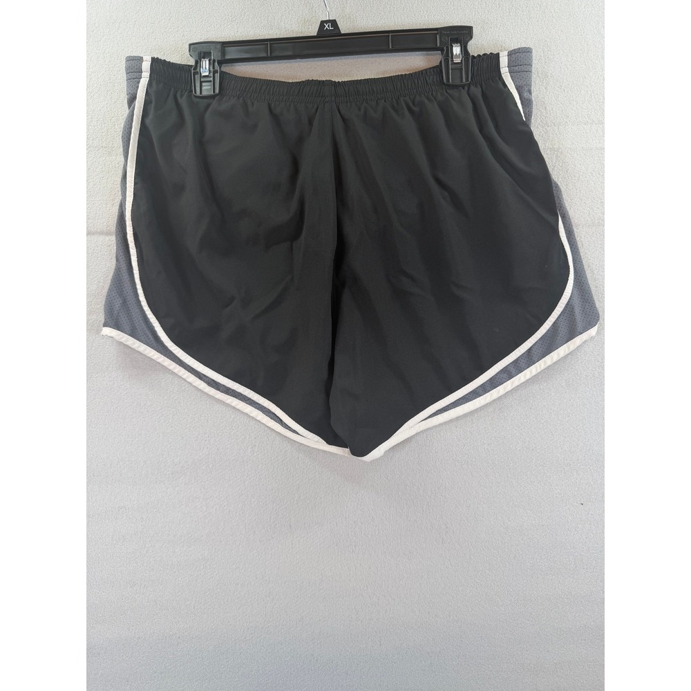 Daisy Fuentes Fit Womens XL Black Grey Athletic Running Shorts Mesh Dolphin Hem